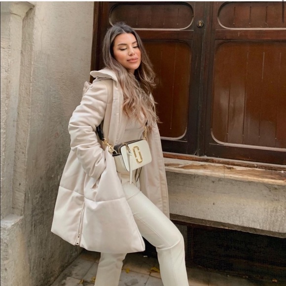 Zara Jackets & Blazers - Zara Faux Leather Puffer Padded Coat Size S